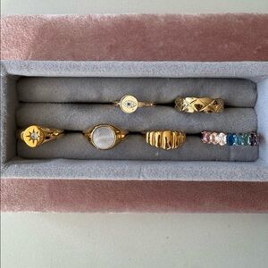 Set of 6 Gold Tone Rings Sizes 6.75 to 7.25 Mix Brands